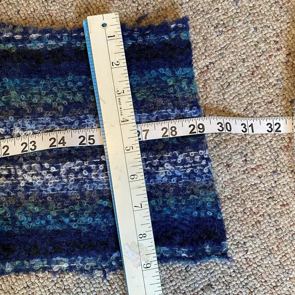 Yemy Collection Alpaca Blend Scarf Luxurious Neck Warmer Artsy Navy Blue White - Picture 2 of 6